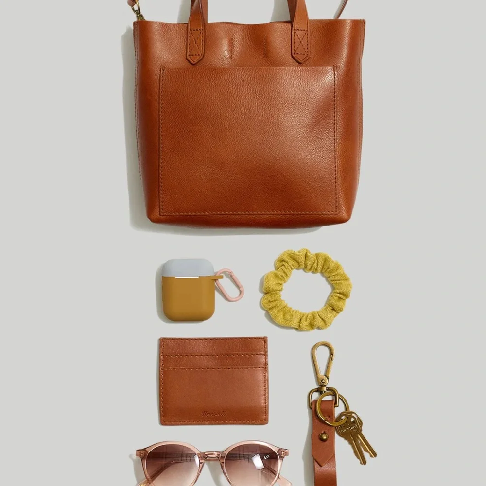 Madewell Cognac Brown Leather Crossbody Tote